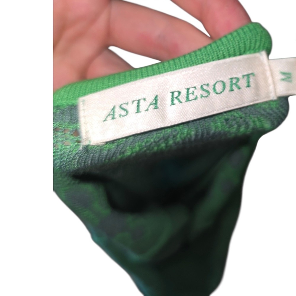 Asta Resort Klara Dress Emerald Green Floral Knit Halter Cowl Maxi Small - Picture 6 of 6